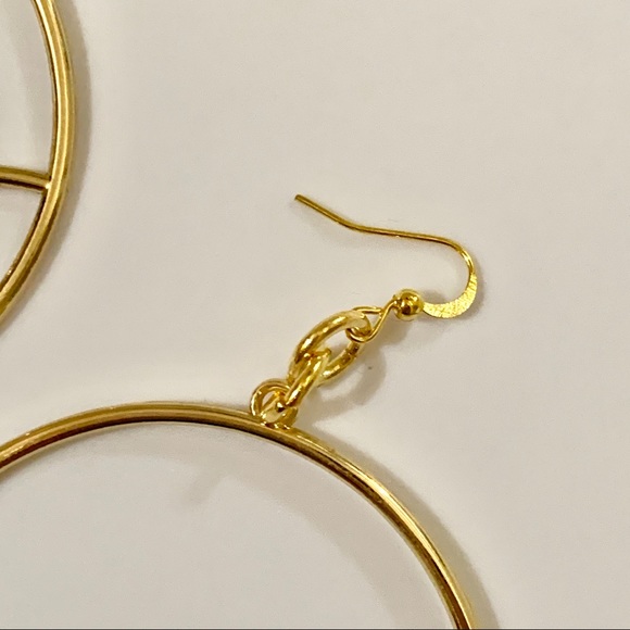 Lg Gold Plated Hoop Eye Earrings - Picture 4 of 8
